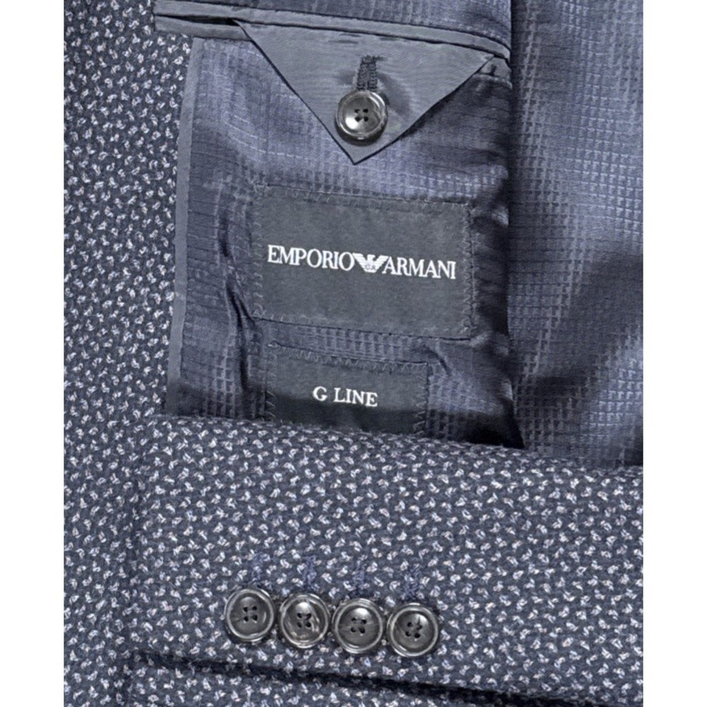 Emporio Armani Mens G Line Birdseye Wool Blazer Jacket Blue 56EU 46US